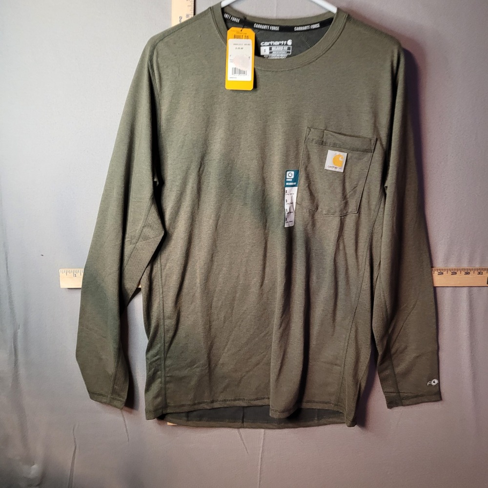 Carhartt Force Relaxed Fit Long Sleeve Pocket T-Shirt Moss Green Mens Small NWT‎